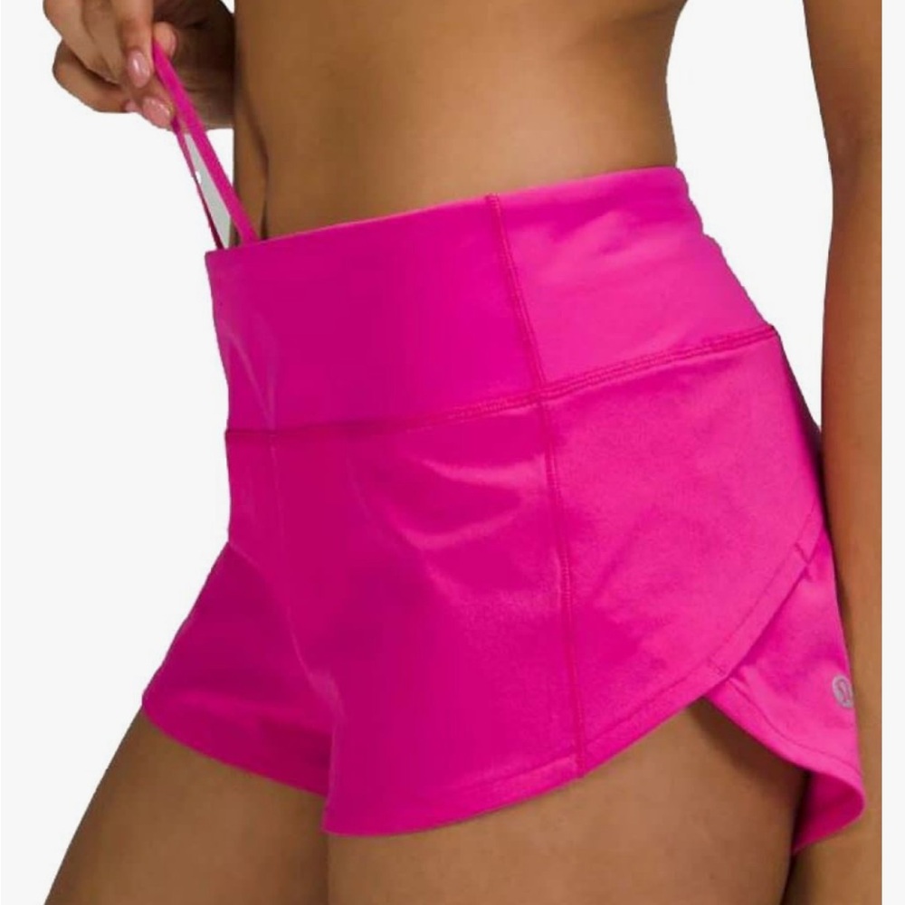 Lululemon rasberry shorty short with back zip pocket + 2 inside pockets size 10